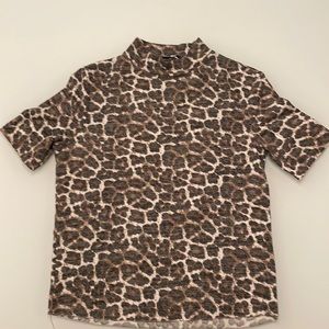 Zara mock neck 3/4 sleeve leopard sweater